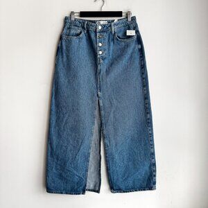 Zara Denim Midi Skirt Super Long Slits L